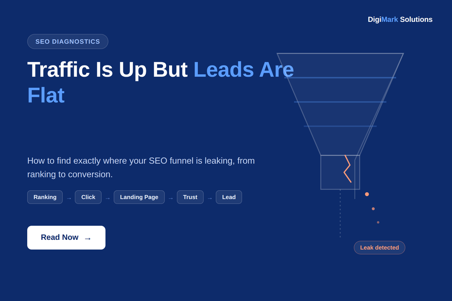 Traffic Is Up But Leads Are Flat How to Find Where Your SEO Funnel Is Leaking - Digimark solutions blog